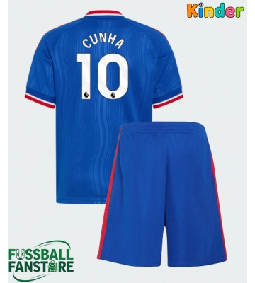 Manchester United Matheus Cunha #10 Replik Auswärtstrikot Kinder 2026-27 Kurzarm (+ Kurze Hosen)